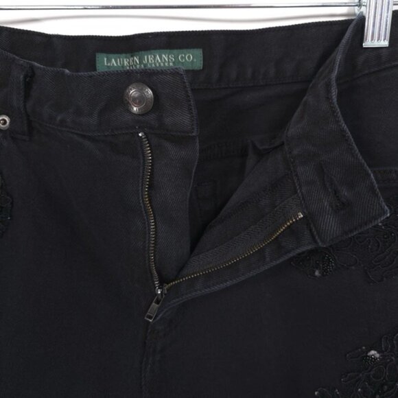 RALPH LAUREN Women's Jeans 4 Vintage HONG KONG MADE Black Beaded Floral - Picture 10 of 16